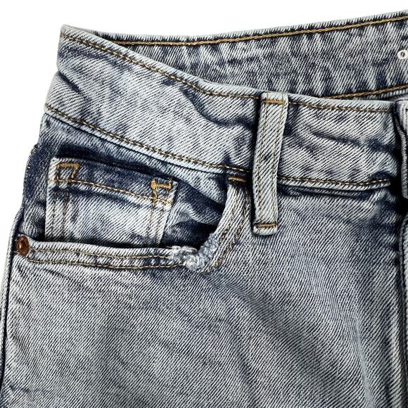 Old Navy High Rise Flare Jeans Sz 4P Petite Light Wash Slit Hems Stretch Denim - Picture 11 of 11